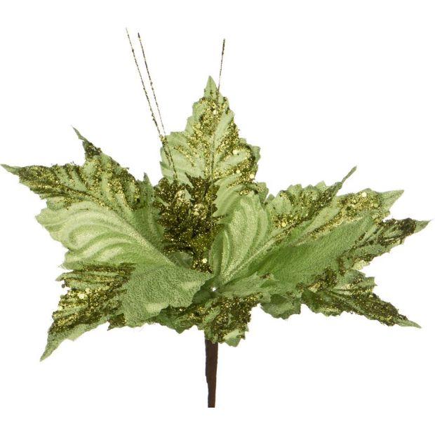 Цветок искусственный "пуансетия" диаметр=27 см. на клипсе. цвет: зеленый без упаковки (кор=100шт.)-241-1711