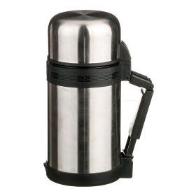 Термос agness с широким горлом 1000 мл крышка-чашка, пластиковая чашка, двойная пробка, колба нжс (к-910-052