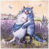 Фартук "синие коты. лаванда", 100% хлопок,твил, беж-850-718-7
