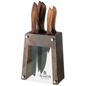 Набор ножей agness  на пластиковой подставке, 6 предметов-911-678
