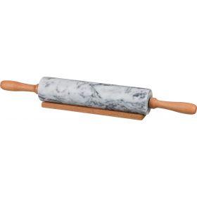 Скалка agness мраморная с деревянными ручками длина=46 см диаметр=6 см (кор=6шт.)-925-108