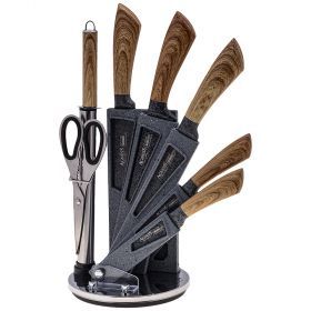Набор ножей agness с ножницами и мусатом на пластиковой подставке, 8 предметов (кор=6набор.)-911-641