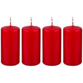 Набор свечей из 4 шт. 10*5 см. красный лакированный (кор=6 наб.)-348-446