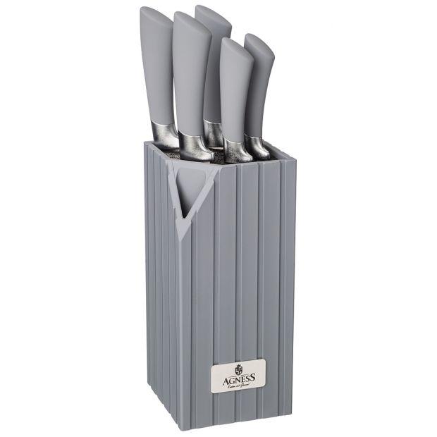 Набор ножей agness  на пластиковой подставке, 6 предметов-911-487