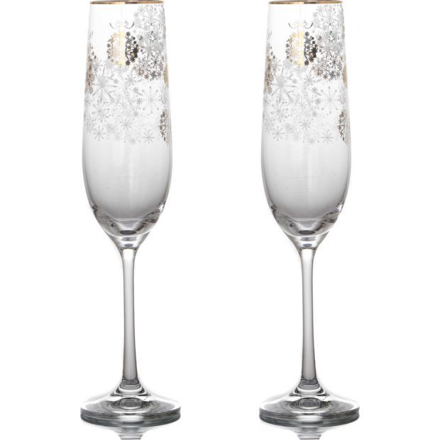 Набор бокалов для шампанского из 2 шт."золотые шары" 190 мл. высота=24 см. (кор=1набор.)-674-258
