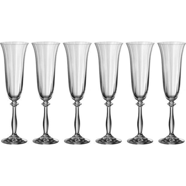 Набор бокалов для шампанского из 6 шт. "анжела оптик" 190 мл высота=24 см (кор=8набор.)-674-188