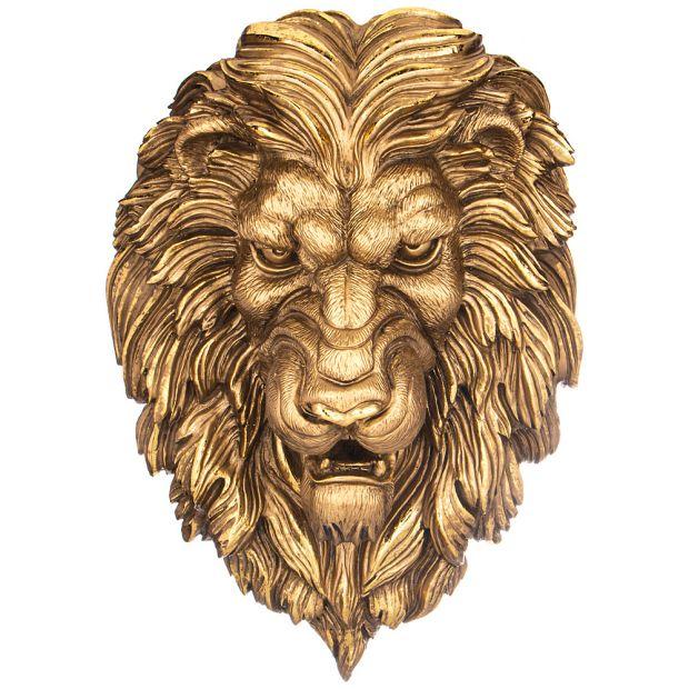 Панно "голова льва" н- 55см  цвет: бронза с позолотой-169-848
