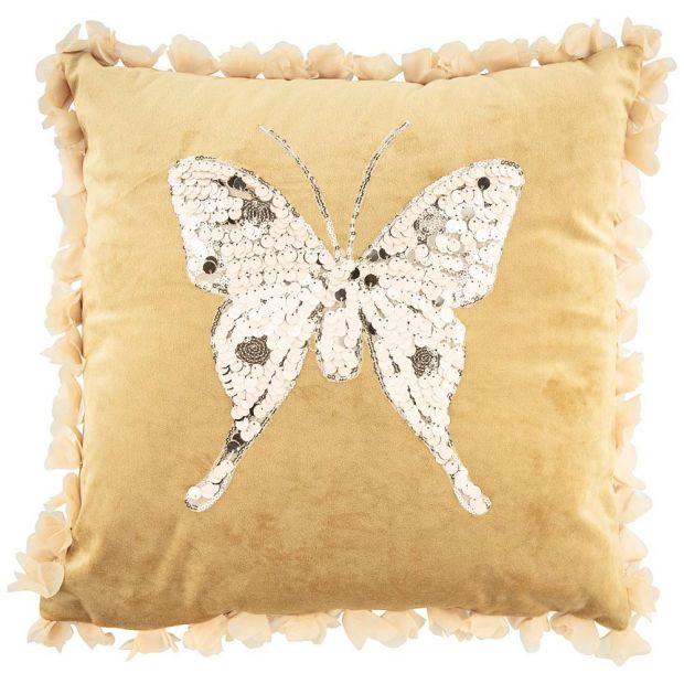 Подушка декоративная "бабочка",45х45см,золотой,100%пэ-850-827-3