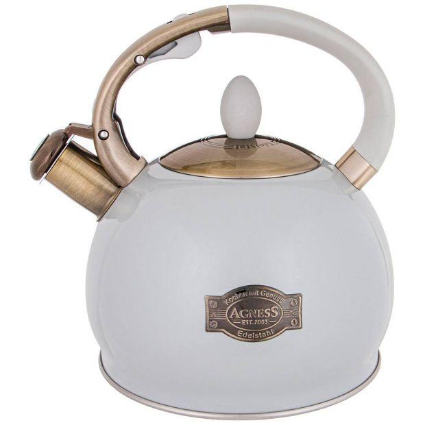 Чайник agness со свистком 3,0 л термоаккумулирующее дно, индукция-937-837