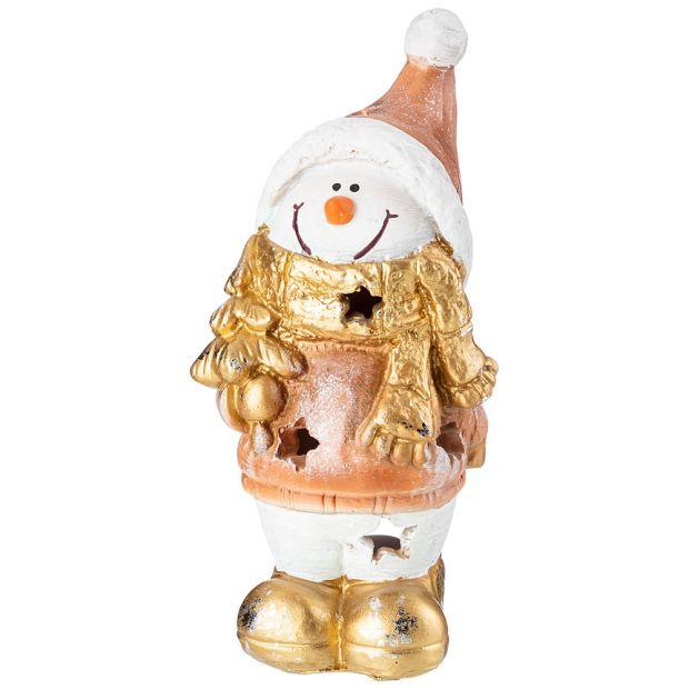 Фигурка декоративная "снеговичок с елочкой" с подсветкой 21*12cм-169-595