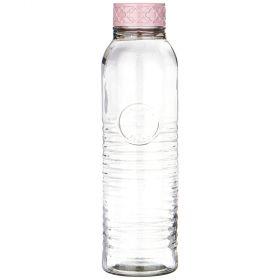 Бутылка круглая стеклянная 1.1л, крышка розовая-166-141