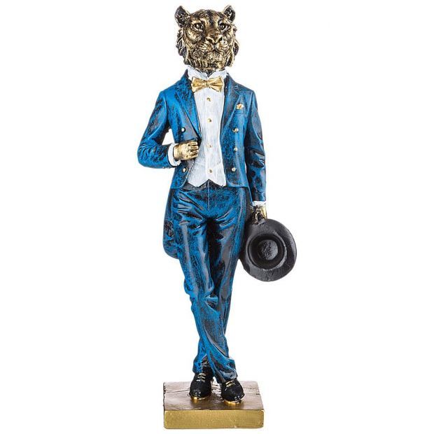 Тигр-джентльмен в синем костюме 13*9*36 см-169-231