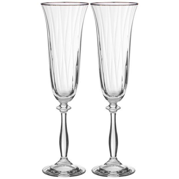 Набор бокалов для шампанского из 2 штук "анжела оптик" платина 190мл-674-892