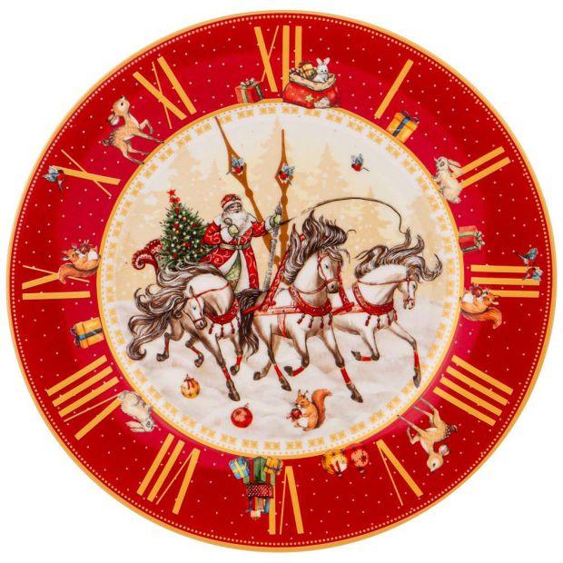 Тарелка обеденная lefard "часы" 21см красная (кор=18шт.)-85-1818