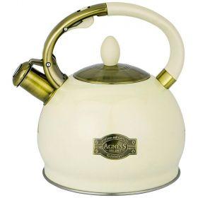 Чайник agness со свистком 3,0 л термоаккумулирующее дно, индукция (кор=6шт)-937-830