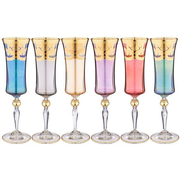 Набор бокалов для шампанского из 6 штук 190мл "grace veneziano golors"-326-077