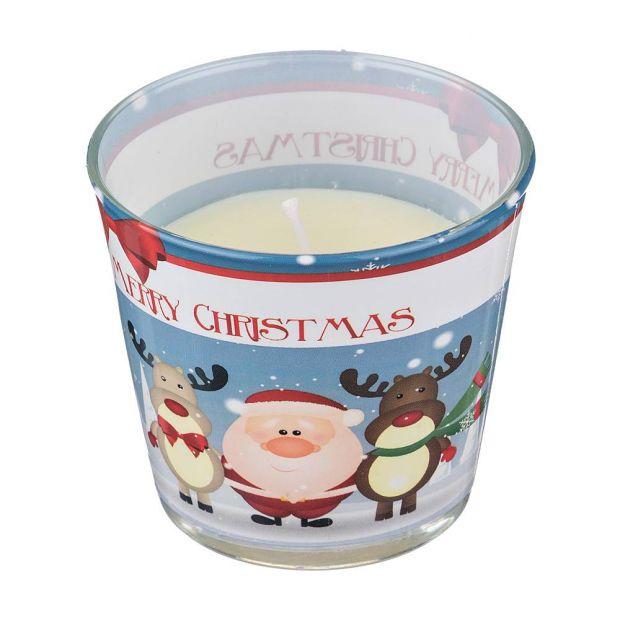 Свеча ароматизированная "merry christmas" шоколад и апельсин высота=8 см. диаметр=9 см. (кор=12шт.)-348-463