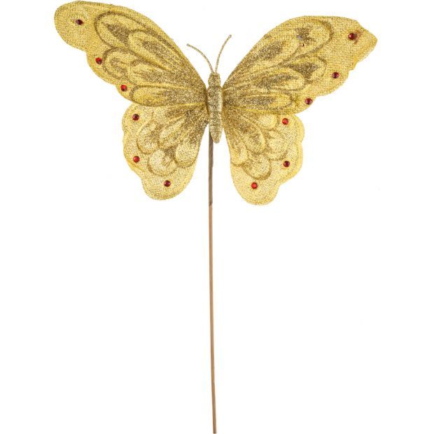 Изделие декоративное "бабочка золотая" высота=27 см.без упаковки (кор=288 шт.)-161-124