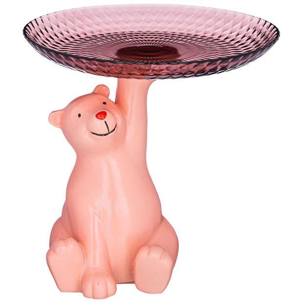 Подставка для мелочей "мишка интерьерный", 20*18см, цвет: розовый-169-813